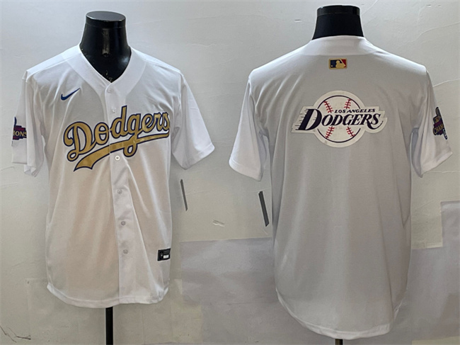 Men's Los Angeles Dodgers Team Big Logo White 2025 Gold Collection Limited Stitched Baseball Jersey 003 Men's Los Angeles Dodgers Team Big Logo White 2025 Gold Collection Limited Stitched Baseball Jersey 003